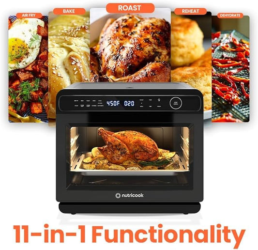 Nutricook Steami X 24 Litre Black (Steam + Air Fryer Oven) 11-in-1 Functions, 24L Capacity, Steam + Convection, Real Steam Technology, 1600W