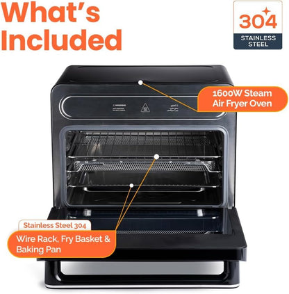 Nutricook Steami X 24 Litre Black (Steam + Air Fryer Oven) 11-in-1 Functions, 24L Capacity, Steam + Convection, Real Steam Technology, 1600W