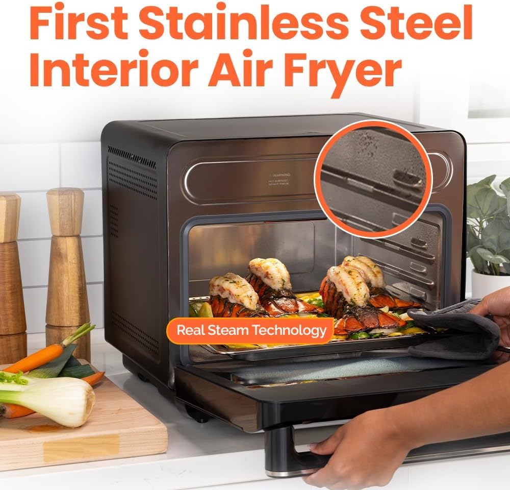 Nutricook Steami X 24 Litre Black (Steam + Air Fryer Oven) 11-in-1 Functions, 24L Capacity, Steam + Convection, Real Steam Technology, 1600W