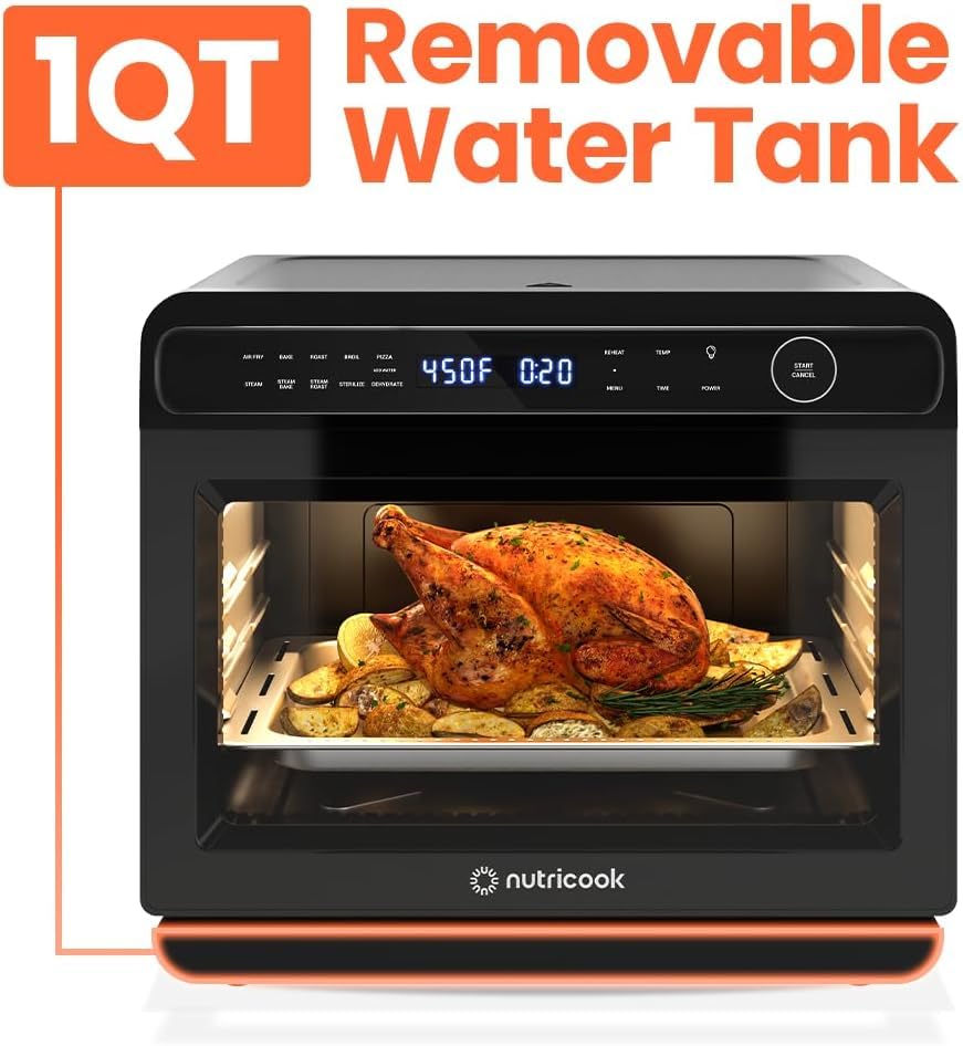 Nutricook Steami X 24 Litre Black (Steam + Air Fryer Oven) 11-in-1 Functions, 24L Capacity, Steam + Convection, Real Steam Technology, 1600W