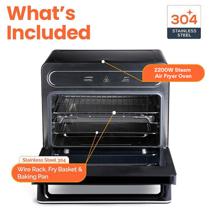 Nutricook Steami X 24 Litre Black (Steam + Air Fryer Oven) 10-in-1 Functions, 24L Capacity, Steam + Convection, Real Steam Technology, 2200W